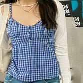 BXOXO Women Y2k Babydoll Cami Tops Ruffles Hem Spaghetti Strap Crop Tops Sleeveless Backless Peplum Shirts Summer Cute Tops